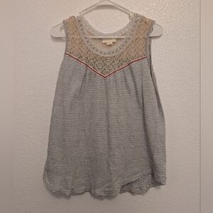 Maeve Anthropologie Striped Lace Tank